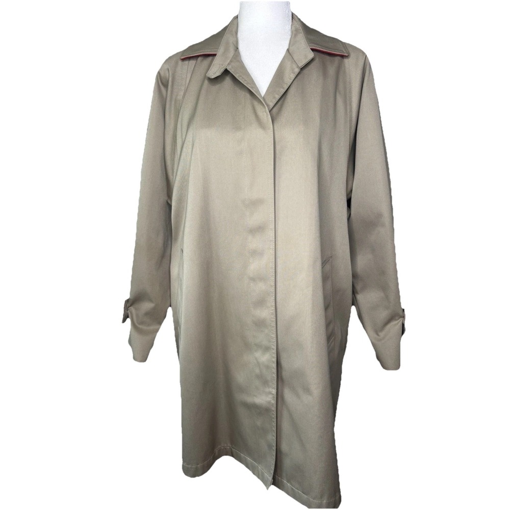 Vtg London Fog Trench Coat Womens 8 Beige Tan Single A-Line Classic Timeless*